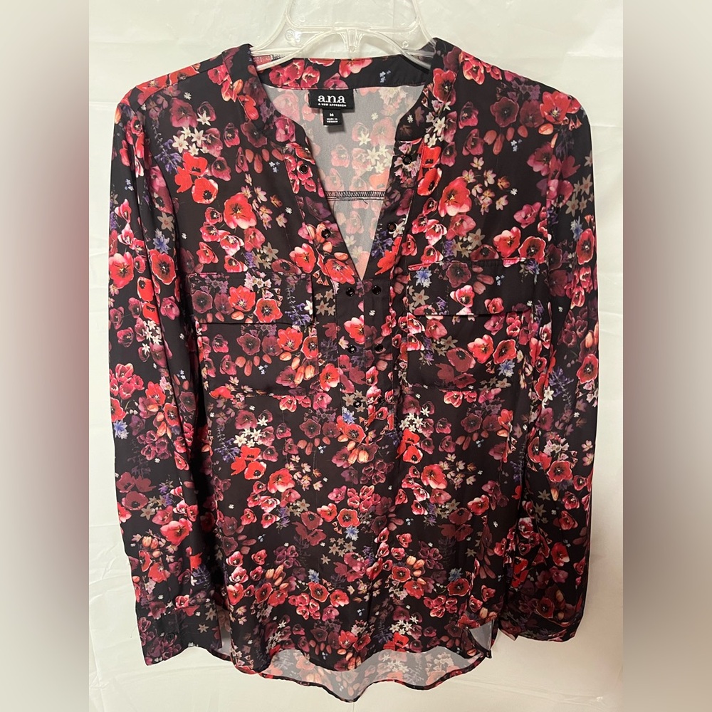 a.n.a Black and Pink Floral Top